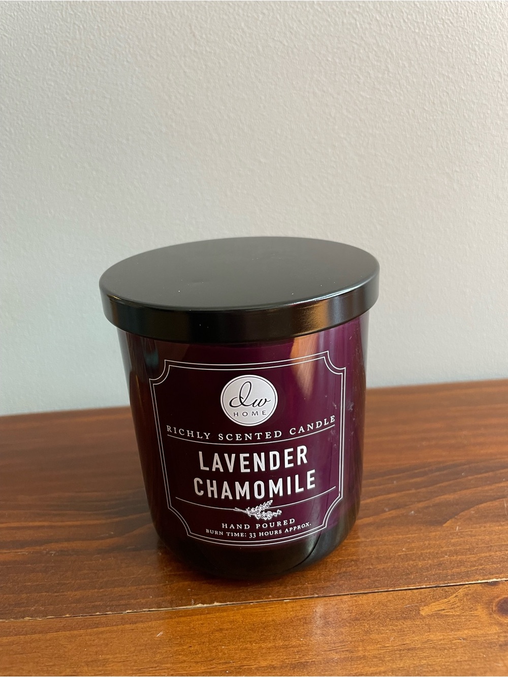DW Home Lavender Chamomile Scented Candle in Purple and Black